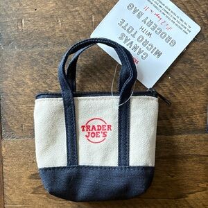 Trader Joe’s Navy Blue Micro Canvas Tote and  Reusable Nylon Tote Bag